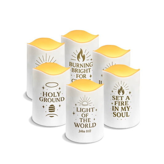 Light And Worship Christian Solar Wave Candles Set of 6 - ClaimedbyGodDesigns