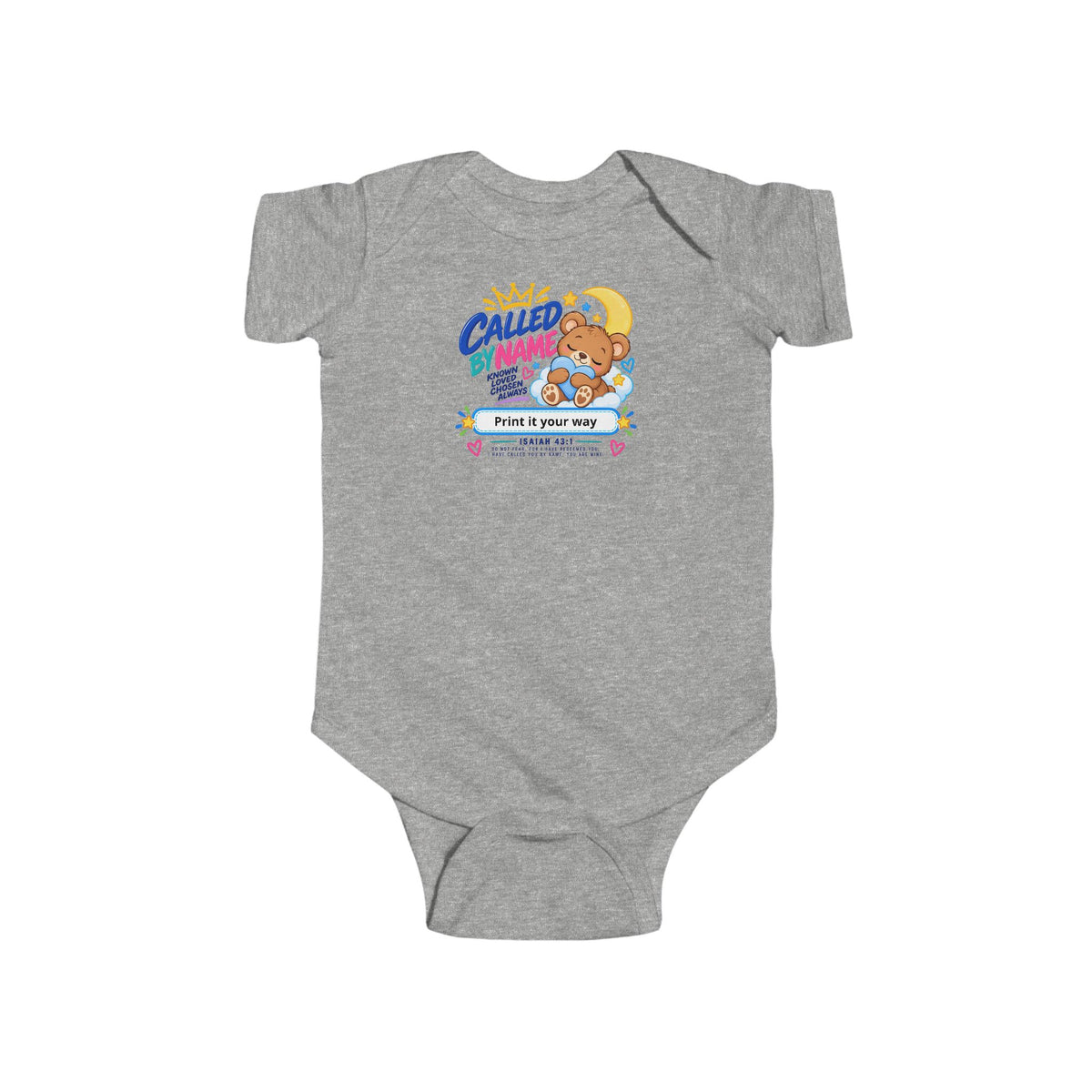 Called Me By Name cartoon blessing baby bodysuit, Christian onesie