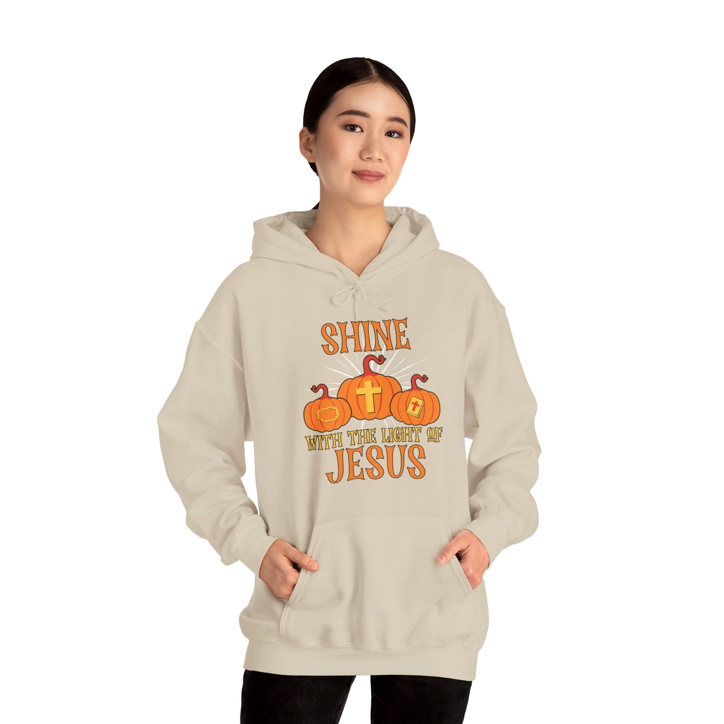 Shine With The Light Of Jesus Halloween Unisex Christian Pullover Hooded Sweatshirt