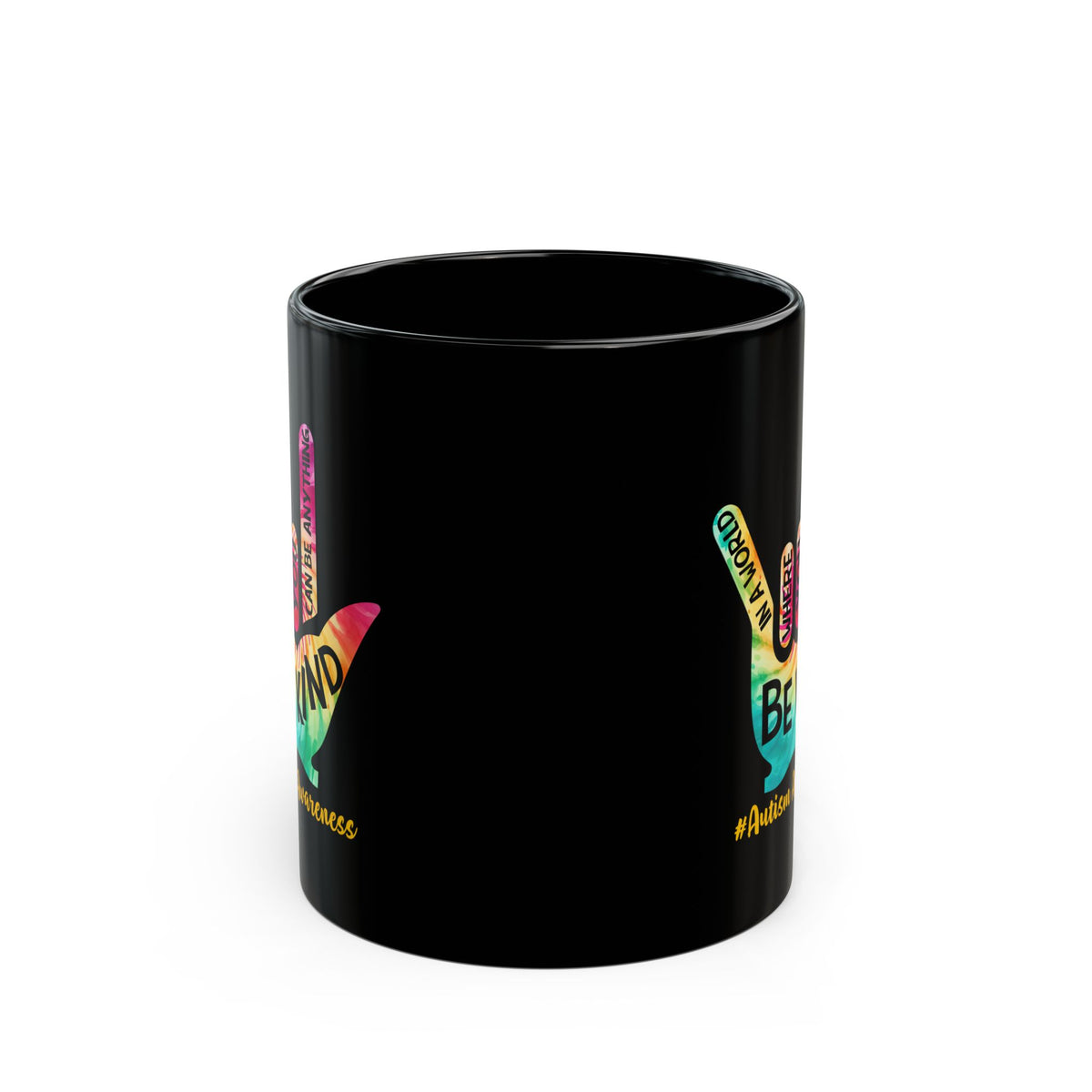 Inspirational autism awareness black coffee mug