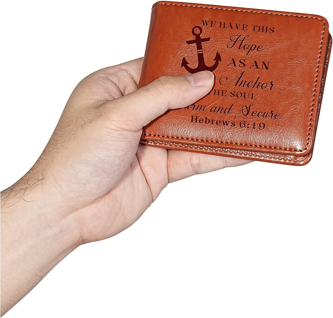 Hebrews 6:19 Hope As An Anchor Leather Christian Wallet claimedbygoddesigns