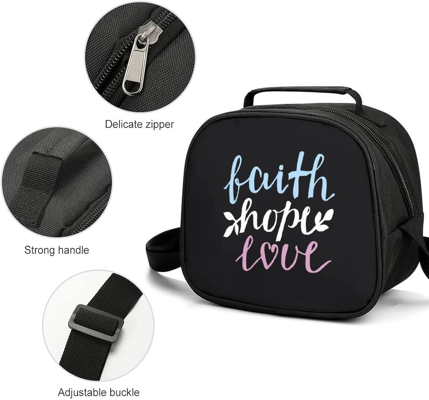 Faith Hope Love Christian Lunch Bag claimedbygoddesigns