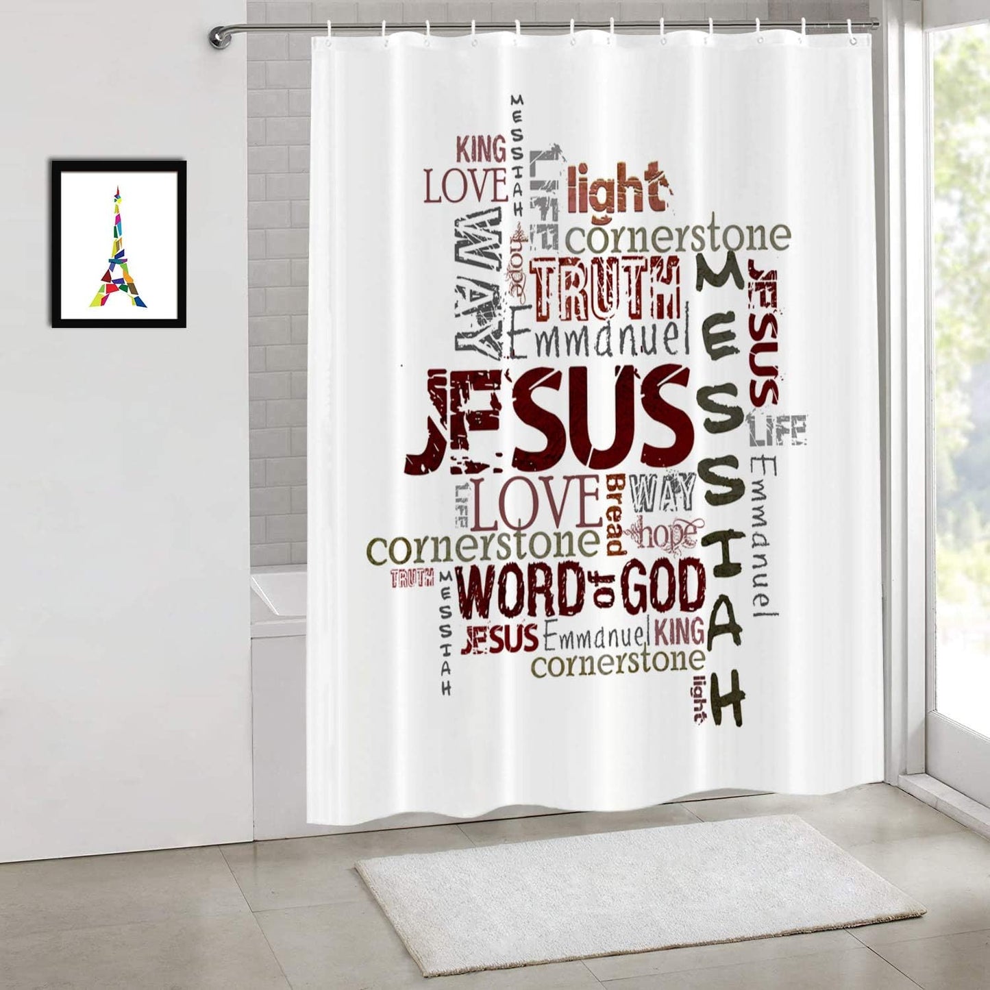 Jesus Christian Shower Curtain claimedbygoddesigns