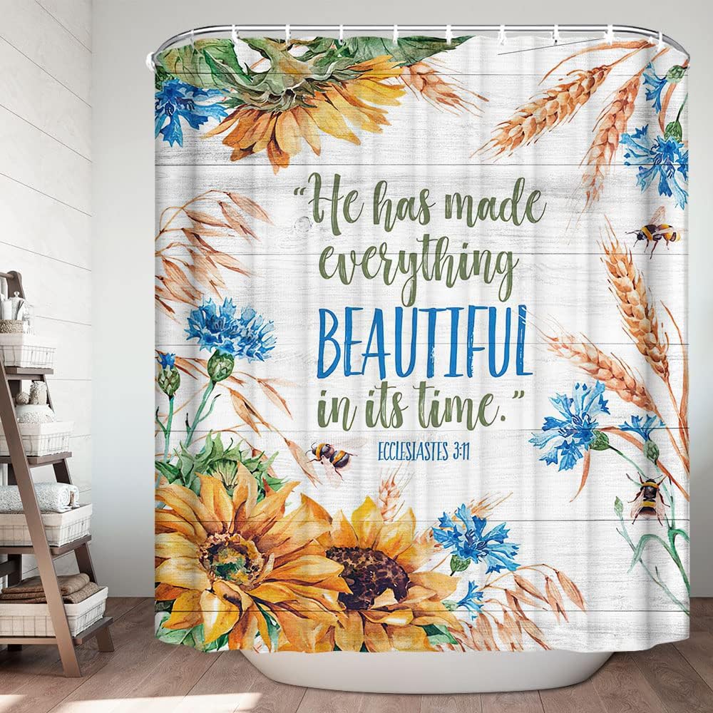 He Has Made Everything Beautiful In Its Time Christian Shower Curtain with Hooks claimedbygoddesigns