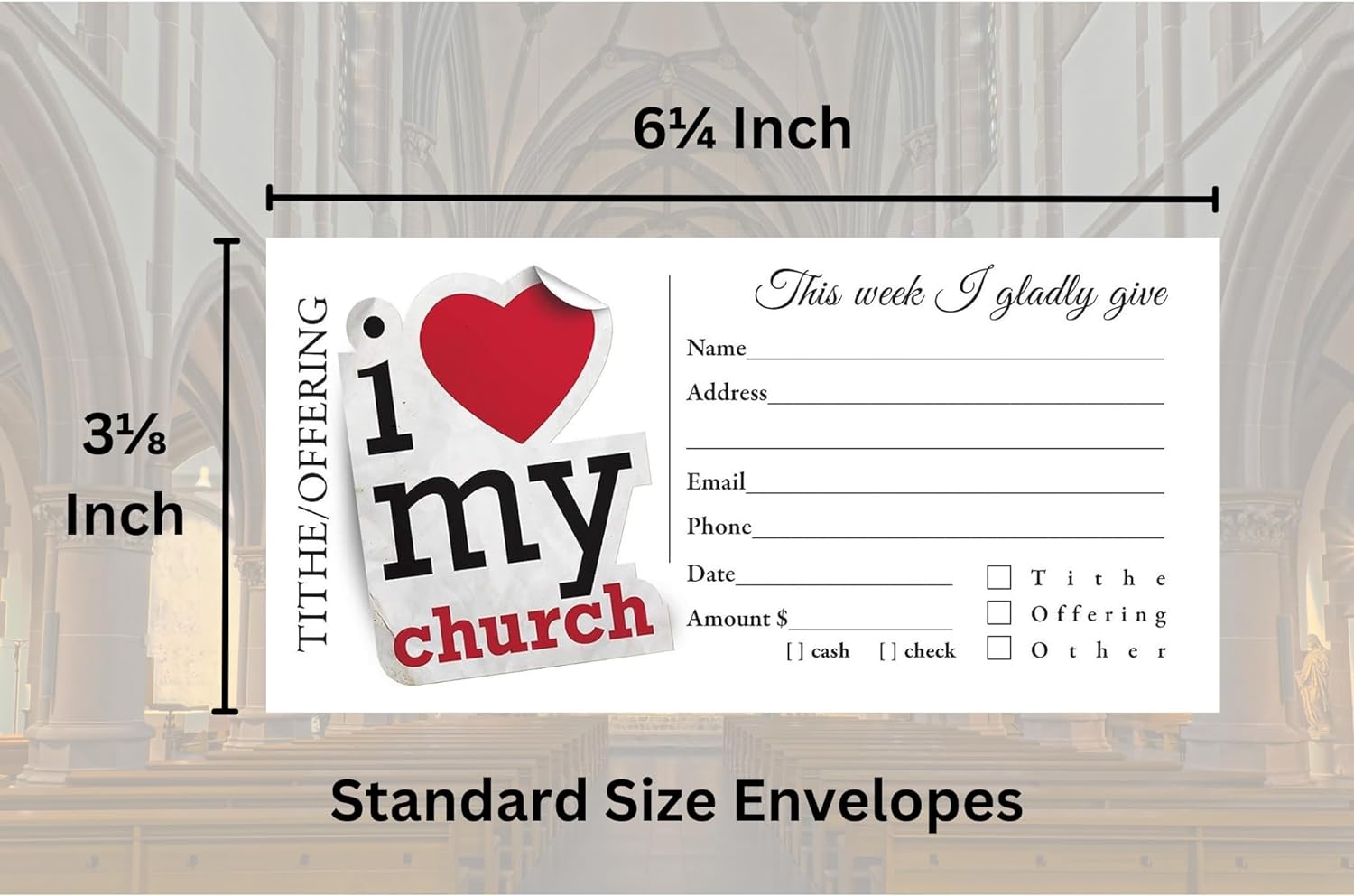 500 I Love My Church Tithes and Offering Envelopes claimedbygoddesigns