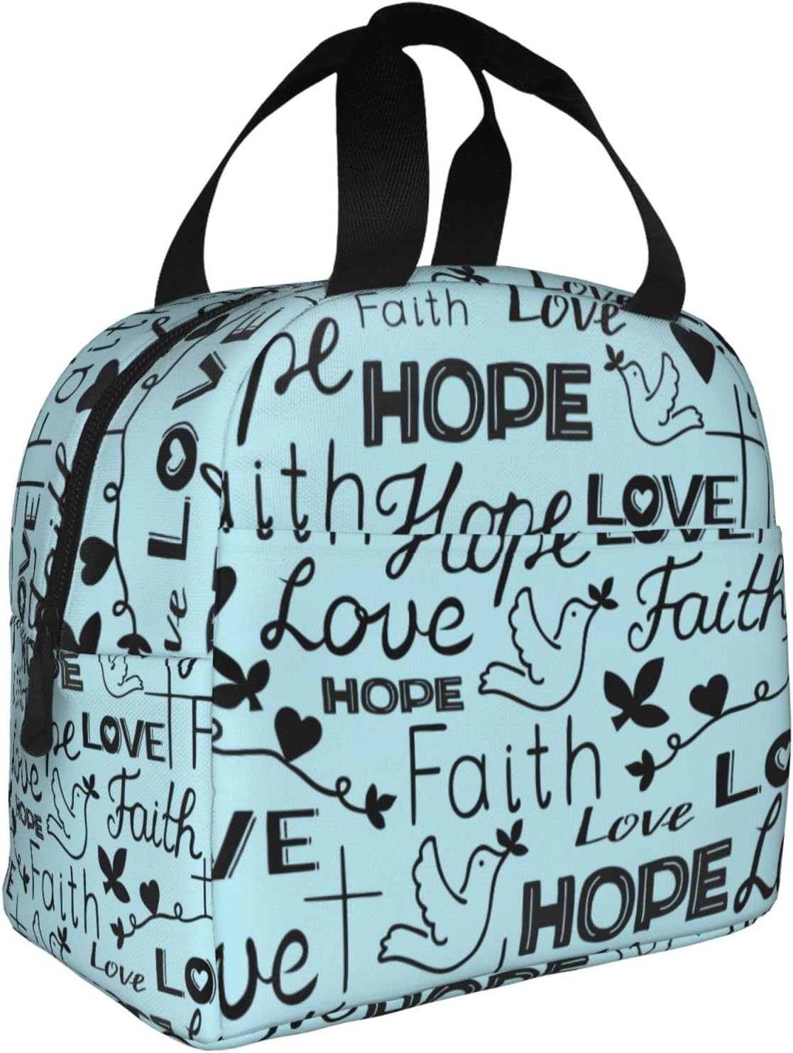 Faith Hope Love Christian Lunch Bag claimedbygoddesigns