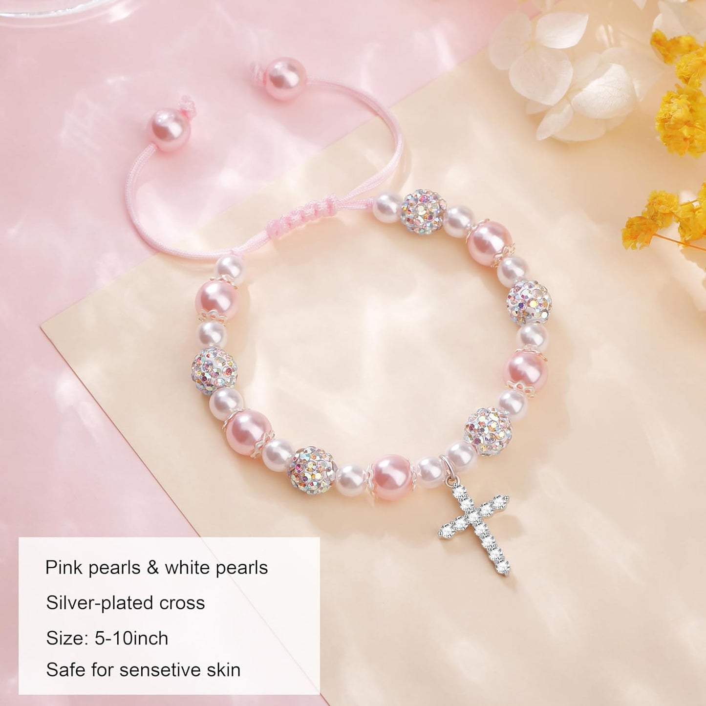 Christian Cross Bracelet Perfect Baptism, Holy Communion, Confirmation Gift for Young Girls claimedbygoddesigns