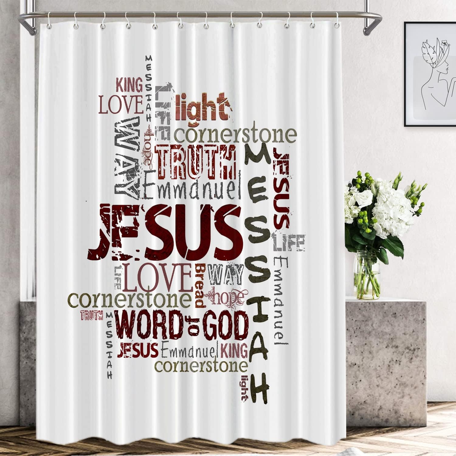 Jesus Christian Shower Curtain claimedbygoddesigns