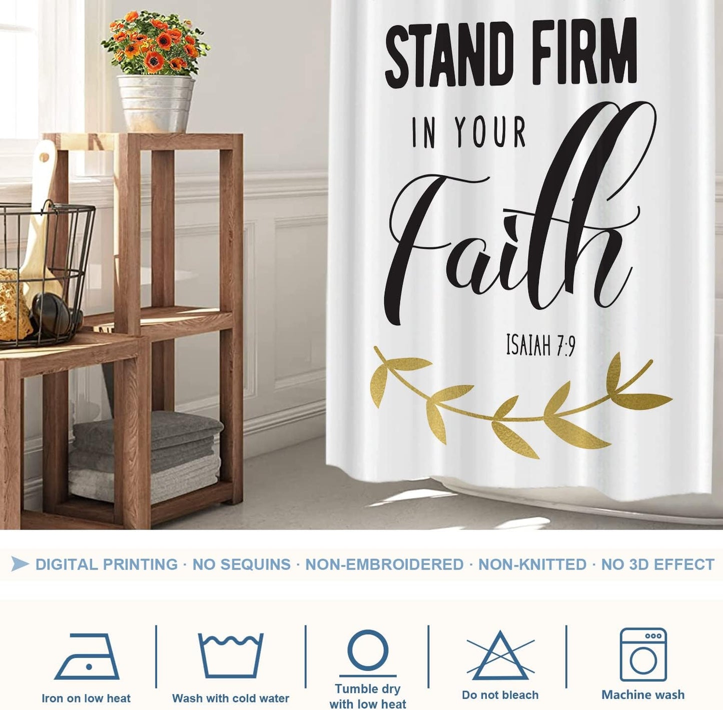 Stand Firm In Your Faith Christian Shower Curtain claimedbygoddesigns