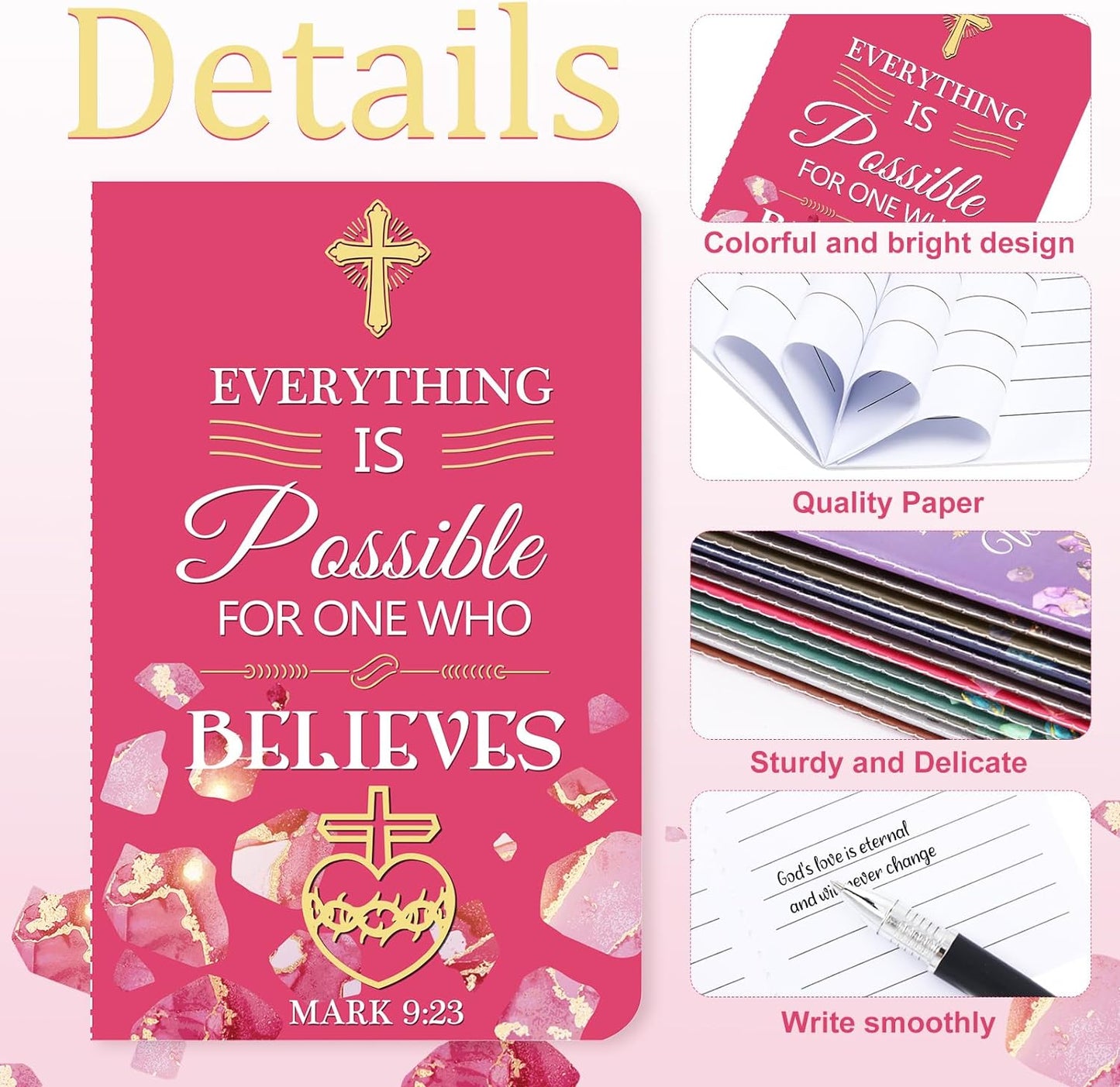 Christian Inspirational Mini Notepads  24 pcs claimedbygoddesigns