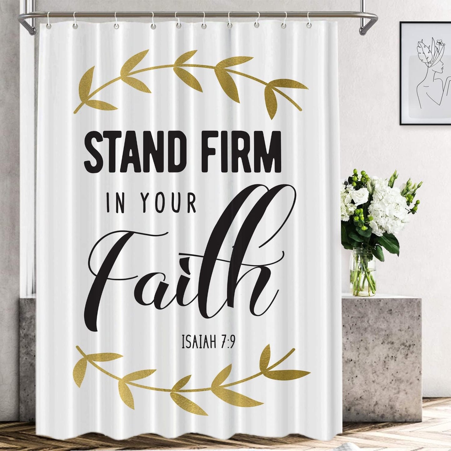 Stand Firm In Your Faith Christian Shower Curtain claimedbygoddesigns