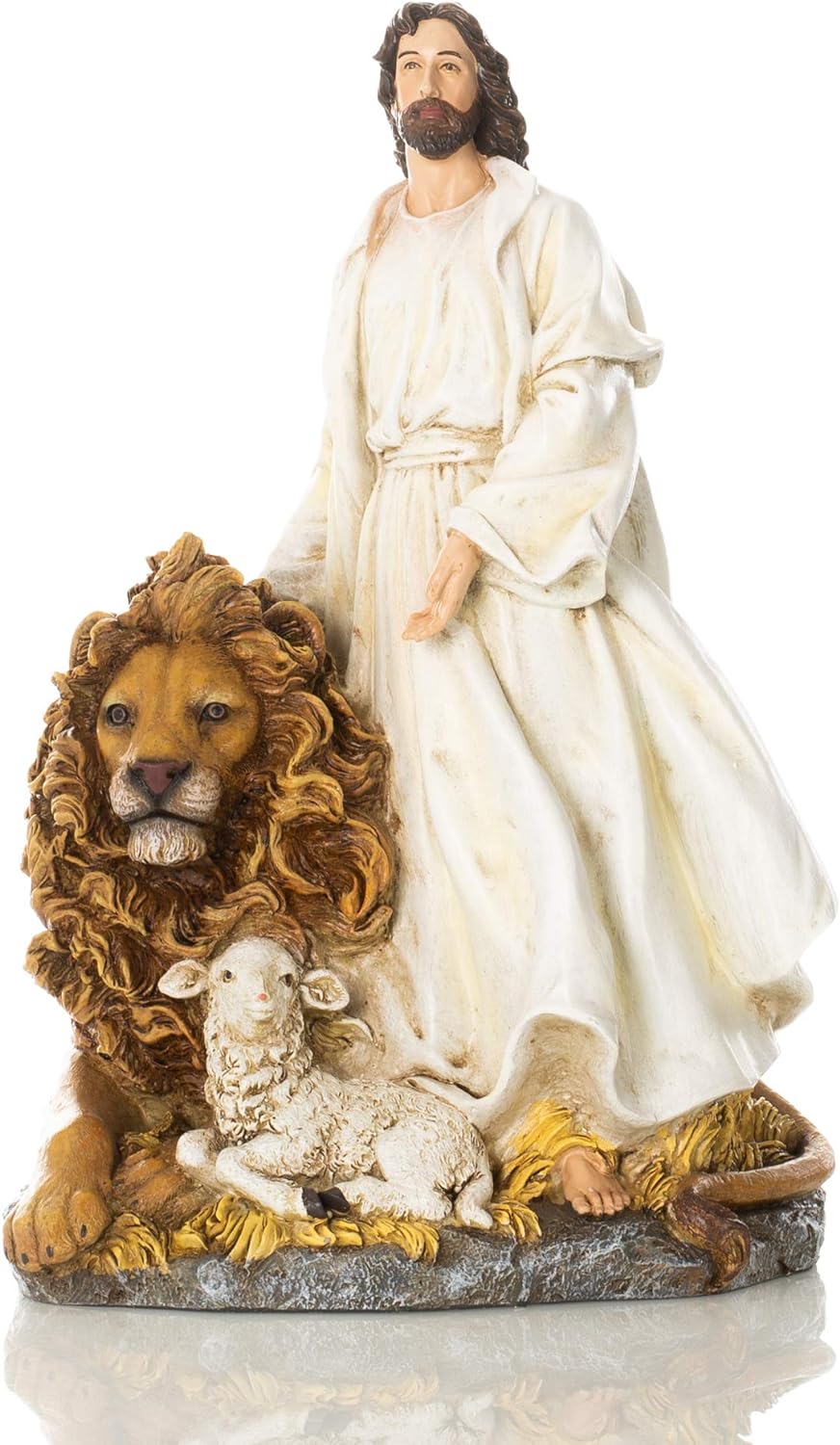 Jesus with The Lion and The Lamb Religious Figurine,12 H claimedbygoddesigns