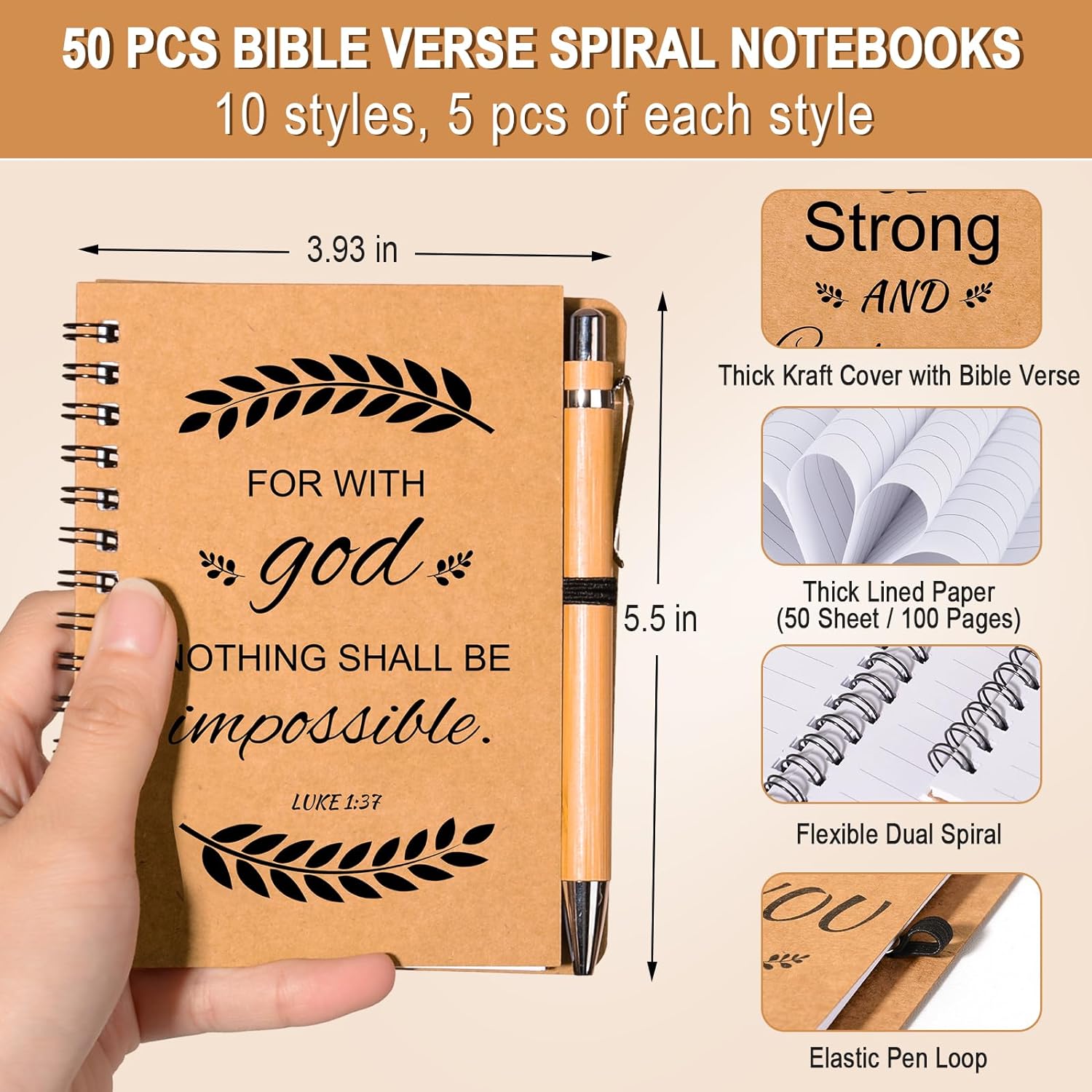 60 or 100 PCS (30 Journals +30 pens or 50 Journals+50pens) Christian Bible Verse Prayer Journals claimedbygoddesigns