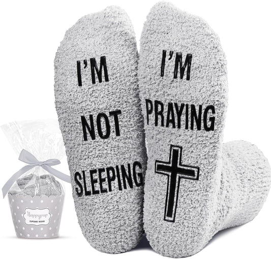 I'm Not Sleeping I'm Praying Funny Christian Socks Christian Gift Idea claimedbygoddesigns