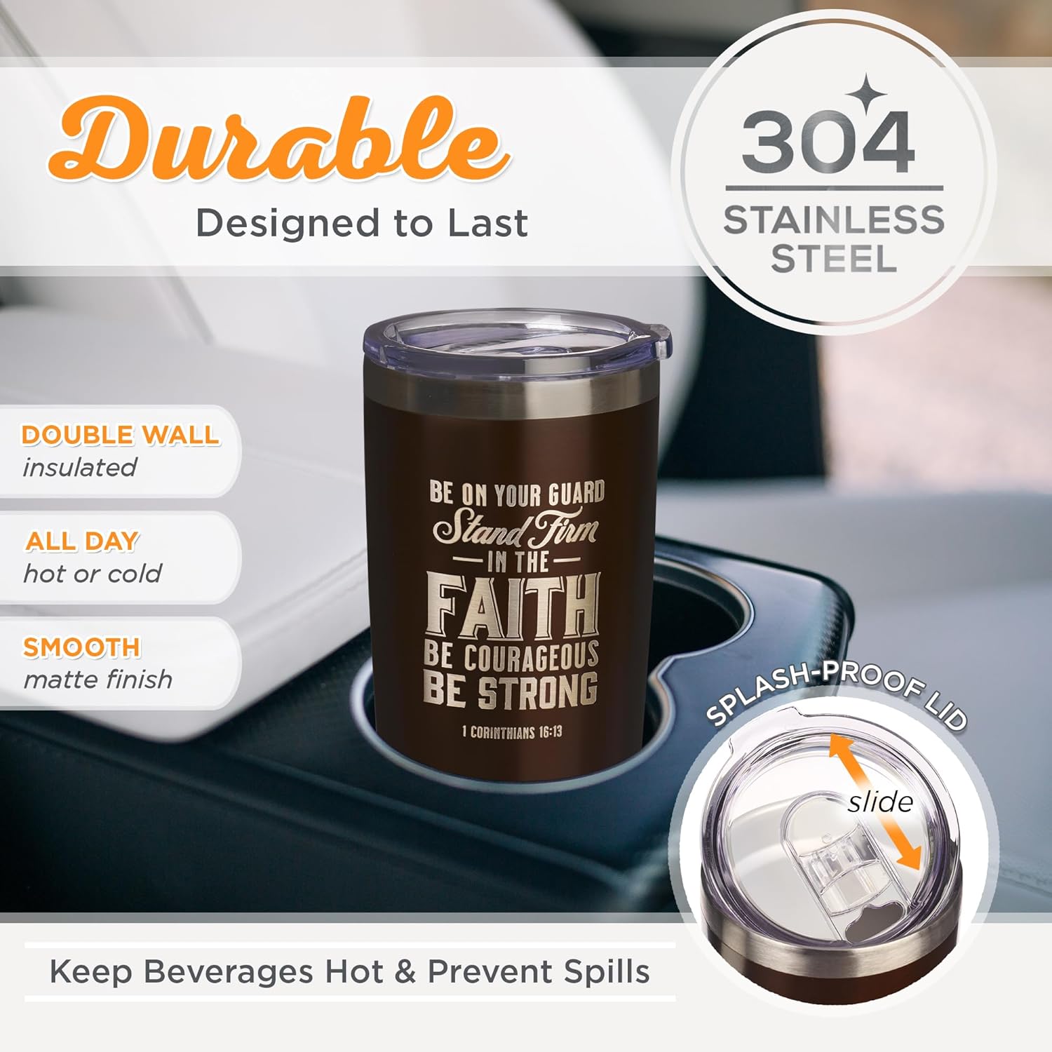 Stand Firm In the Faith Christian Stainless Steel Double Wall Vacuum Insulated Tumbler 18 oz claimedbygoddesigns