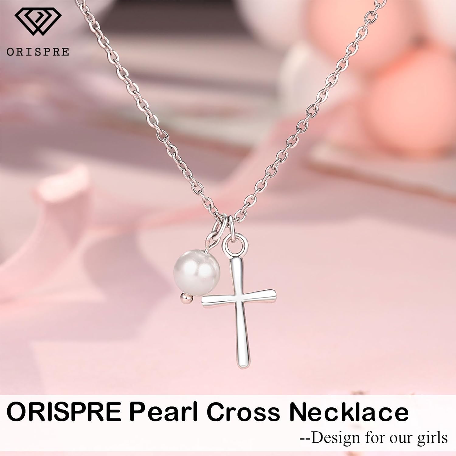 Girls Pearl Cross Necklace Perfect for Religious Occasions, Baptisms, Holy Communions claimedbygoddesigns