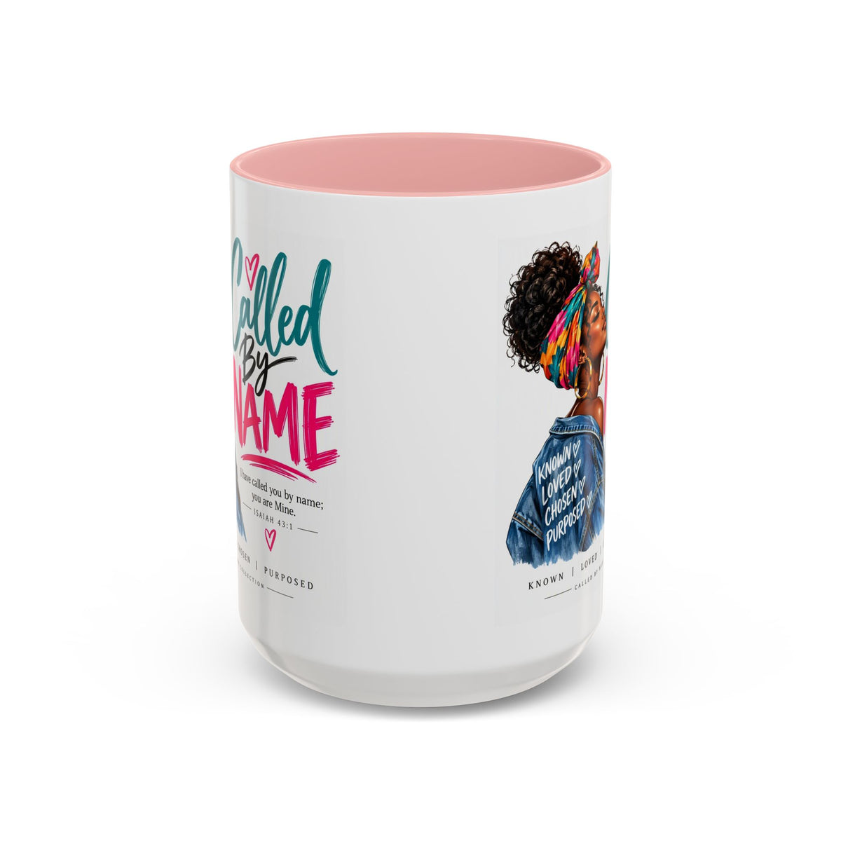 Called By Name inspirational Christian coffee mug with portrait of a woman of faith