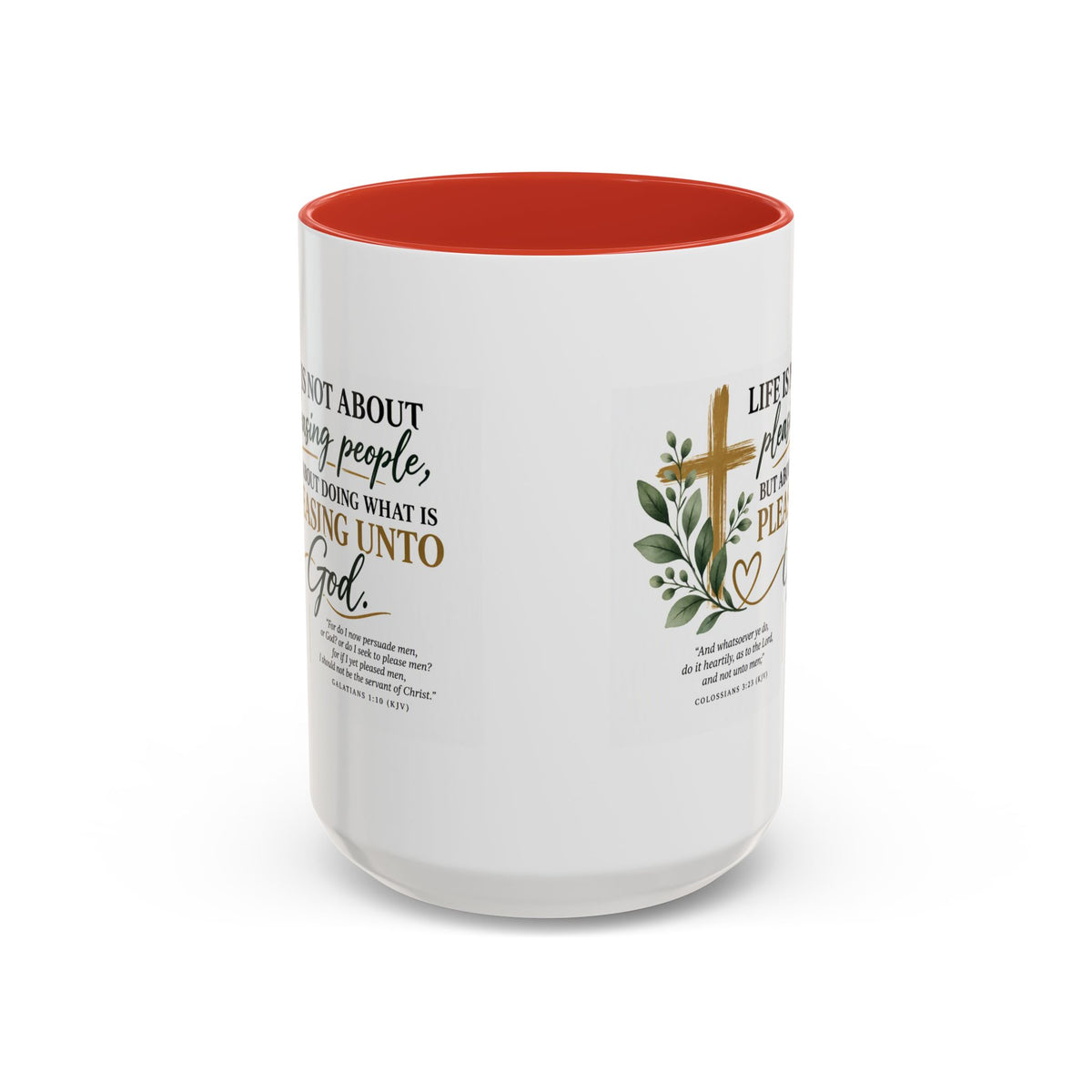 Christian Coffee Mug – "Pleasing Unto God" Inspirational Accent Mug (11/15oz)