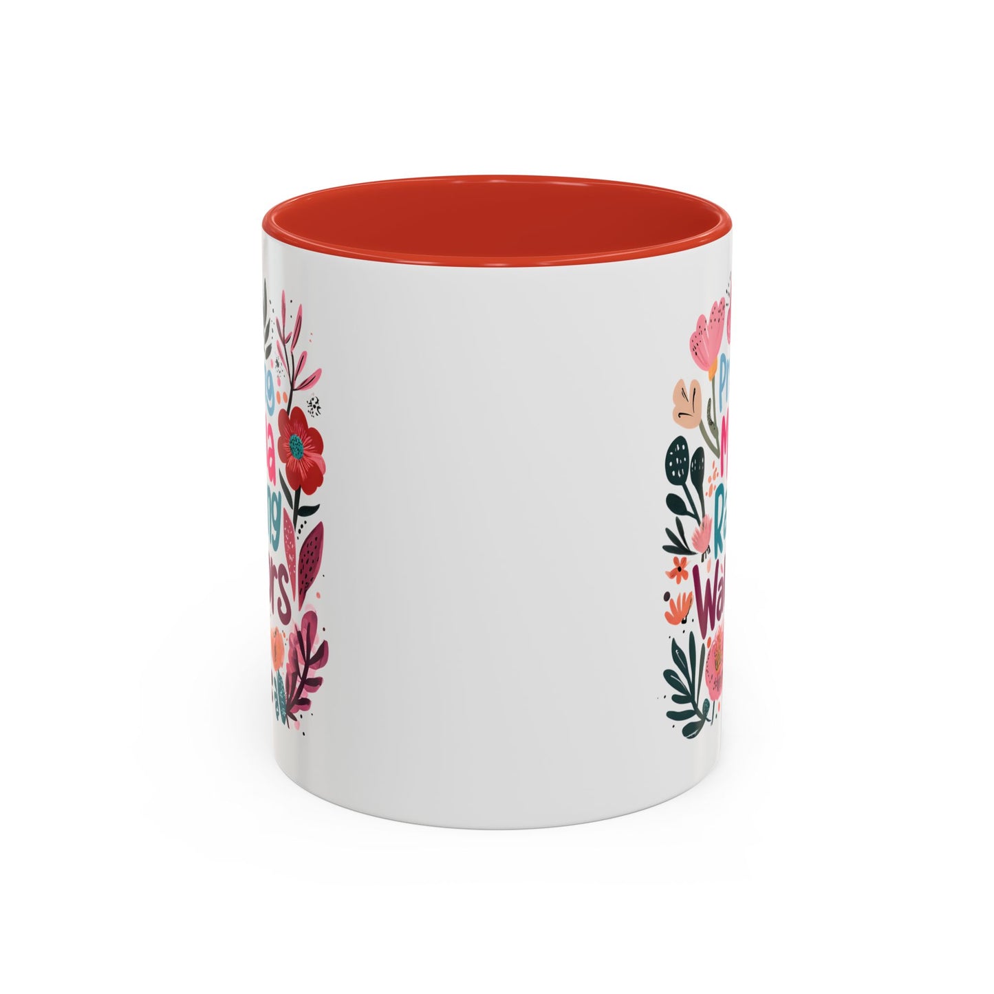 Floral Inspirational Coffee Accent Mug - Praying Mama Raising Warriors, Gift for Moms, Mother's Day Mug, Motivational Cup, Unique Kitchenware