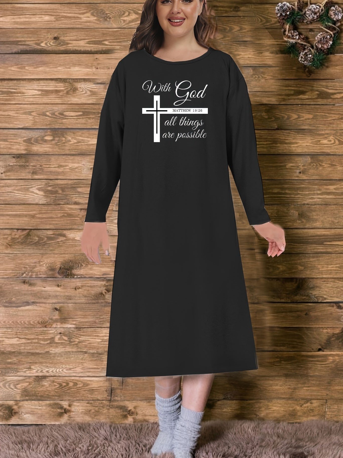 With God All Things Are Possible Plus Size Women's Christian Pajamas claimedbygoddesigns