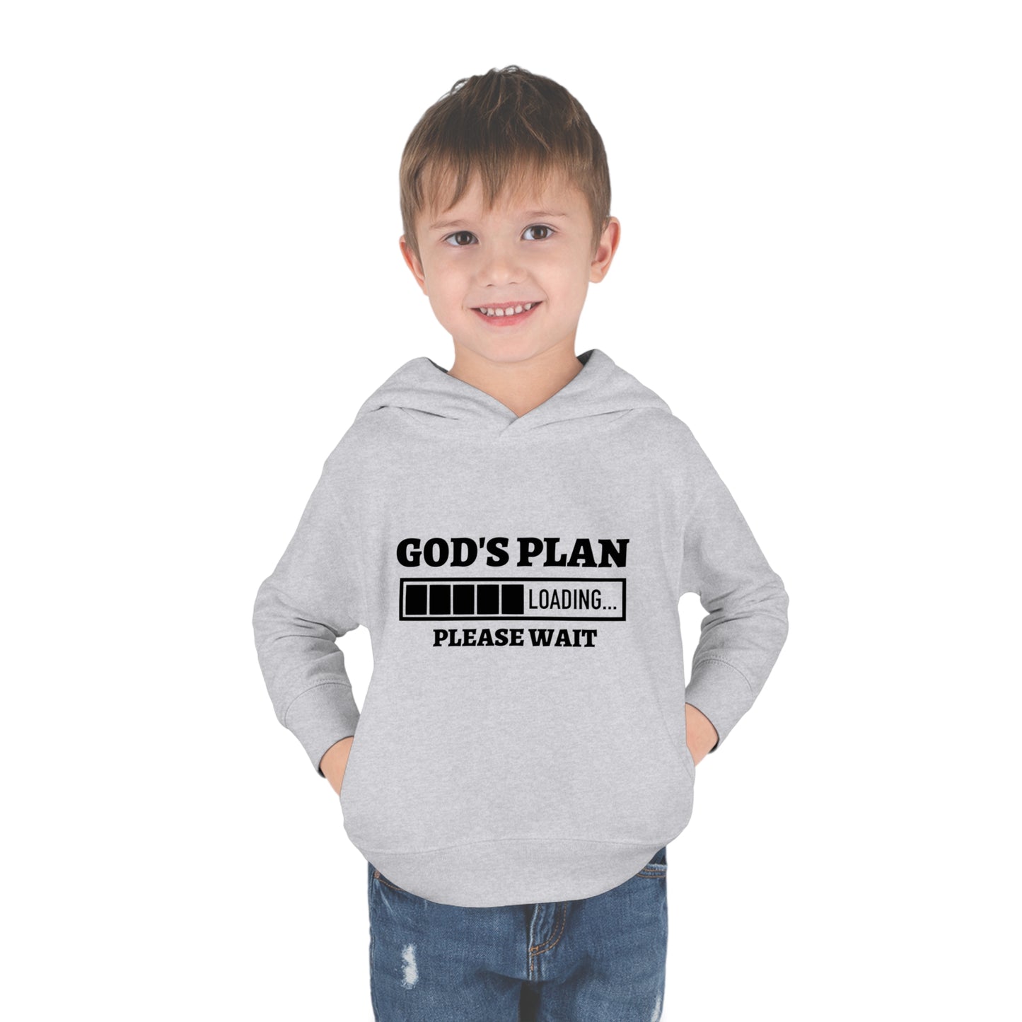 God's Plan Loading Please Wait Toddler Pullover Fleece Hooded Sweatshirt