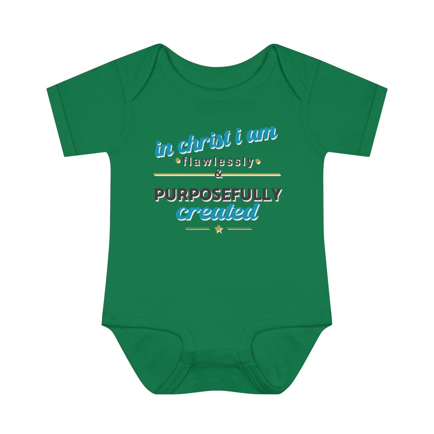In Christ I Am Flawlessly And Purposefully Created Christian Baby Onesie Printify