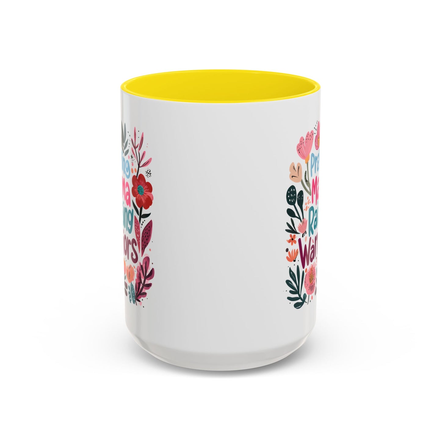 Floral Inspirational Coffee Accent Mug - Praying Mama Raising Warriors, Gift for Moms, Mother's Day Mug, Motivational Cup, Unique Kitchenware