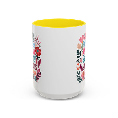 Floral Inspirational Coffee Accent Mug - Praying Mama Raising Warriors, Gift for Moms, Mother's Day Mug, Motivational Cup, Unique Kitchenware