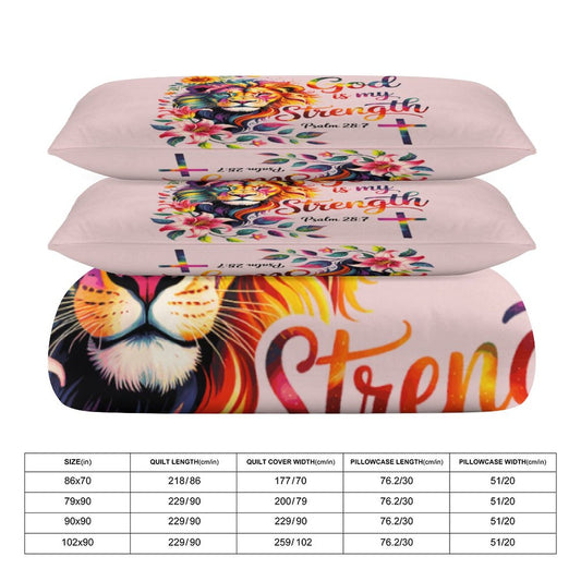 He Is My Strength 3 - PieceChristian Comforter Bedding Set - Full/Twin - ClaimedbyGodDesigns