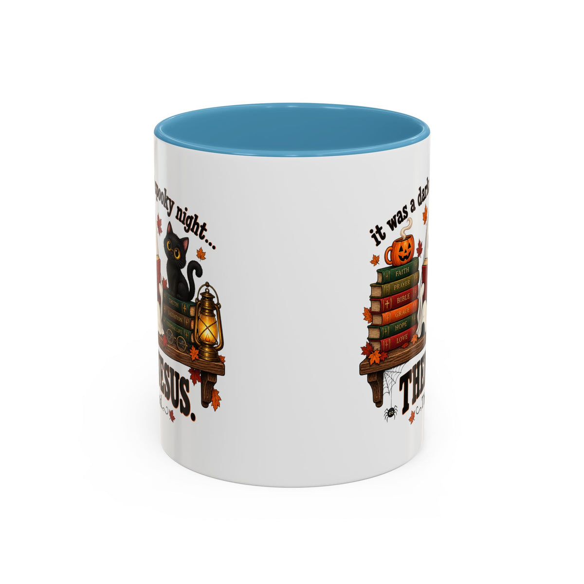 Halloween Christian Coffee Mug — “It Was a Dark and Spooky Night… Then Jesus” Accent Mug