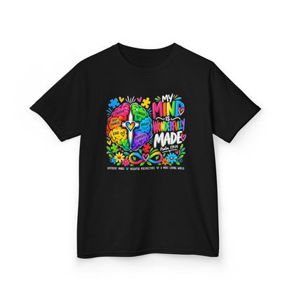 Youth Autism Awareness T-Shirt — "My Mind Is My Superpower" Colorful Brain Tee