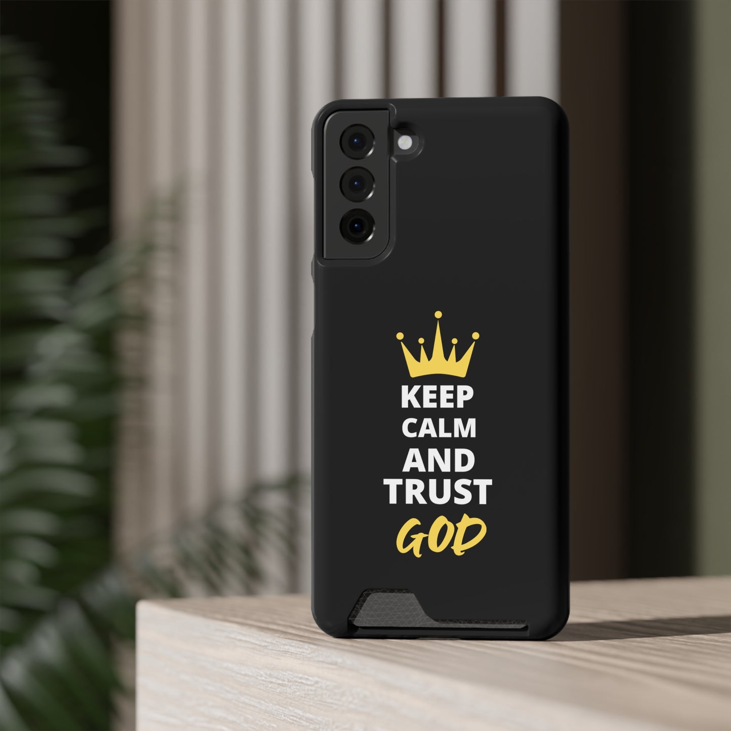 Keep Calm And Trust God Christian Phone Case With Card Holder Printify