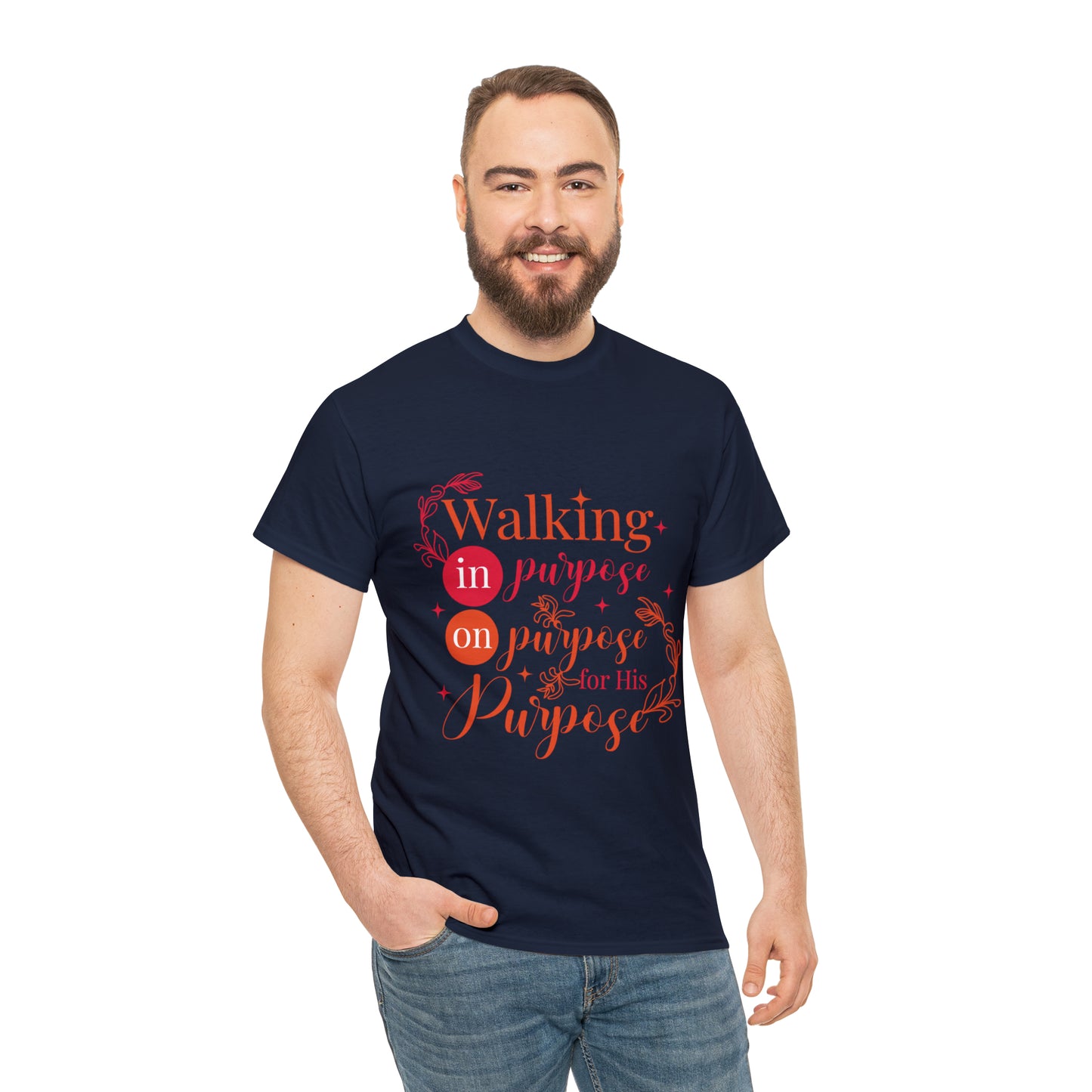 Walking In Purpose On Purpose For His Purpose Unisex Heavy Cotton Tee