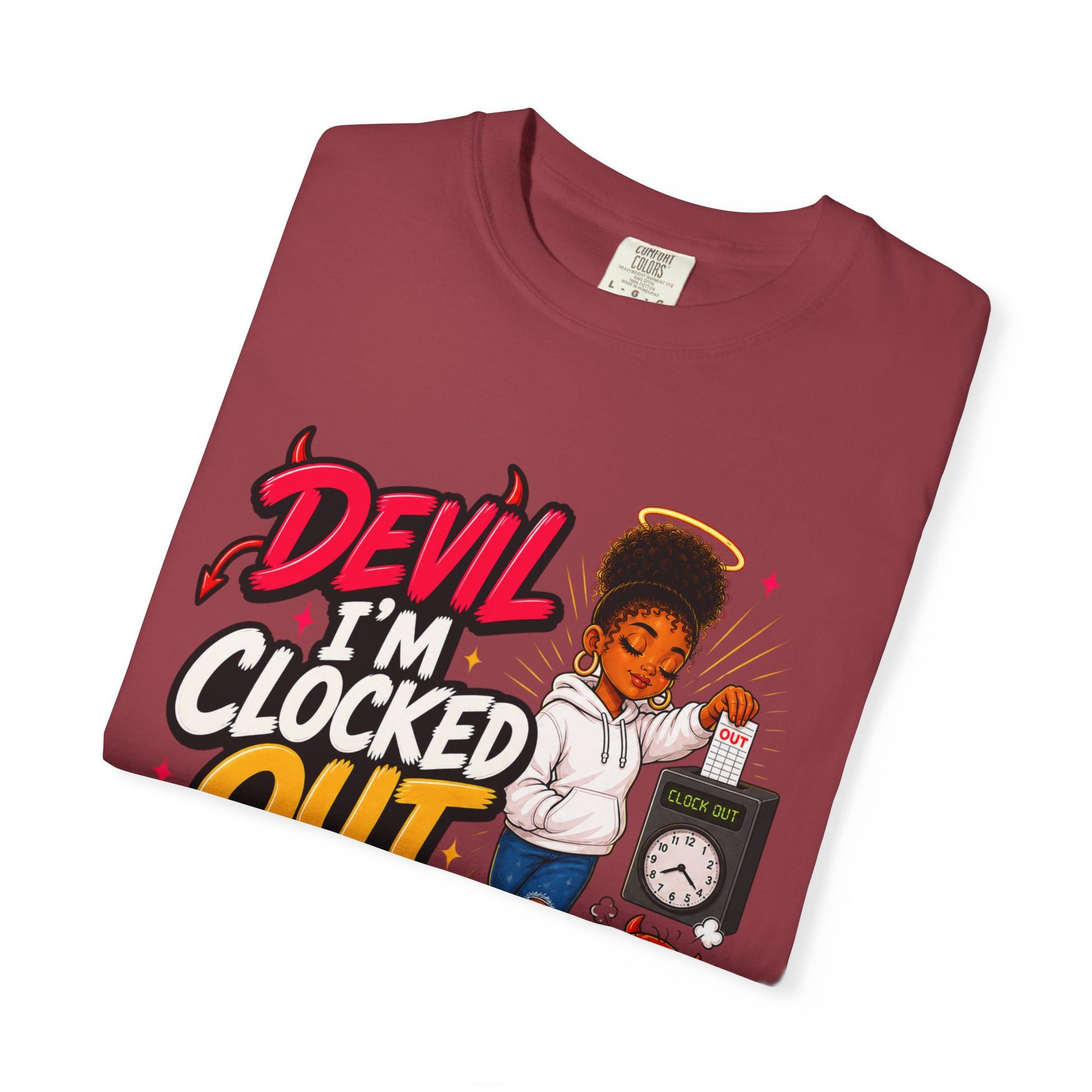 T-Shirt — "Devil I'm Clocked Out for Drama" Graphic Tee - ClaimedbyGodDesigns