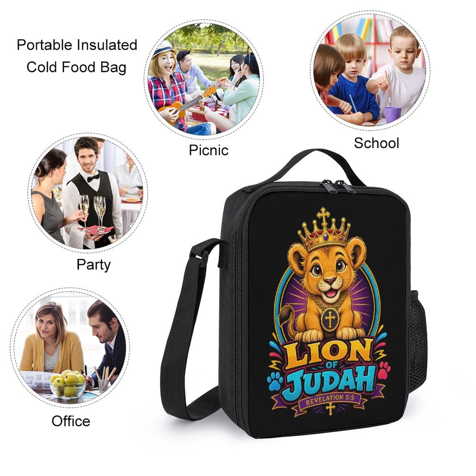 Lion Of Judah Christian 3 PCS Bag Set (Backpack, Lunch Bag and Pencil Case) - ClaimedbyGodDesigns