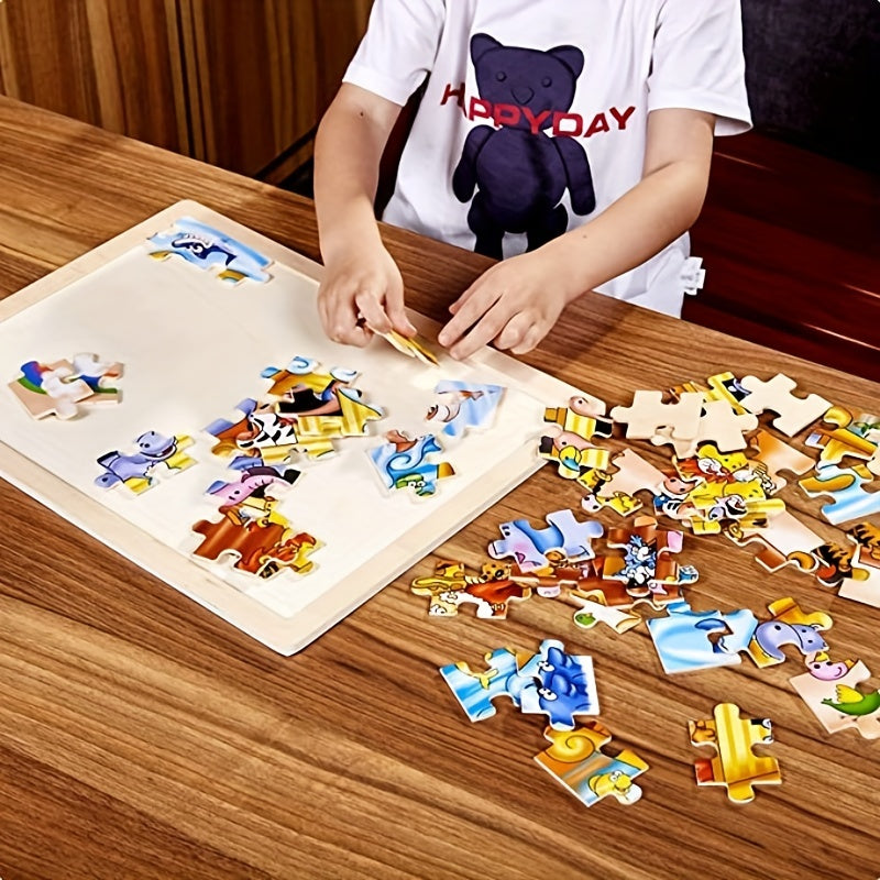 Noah's Ark Wooden Jigsaw Puzzle For Kids (48 Pcs) Christian Activity claimedbygoddesigns