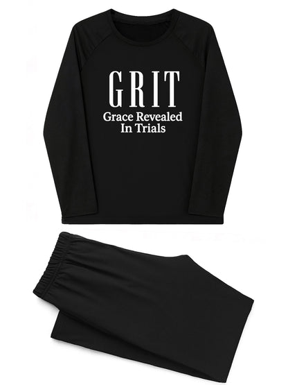 GRIT Grace Revealed In Trials Unisex Christian Plaid Pajamas - ClaimedbyGodDesigns
