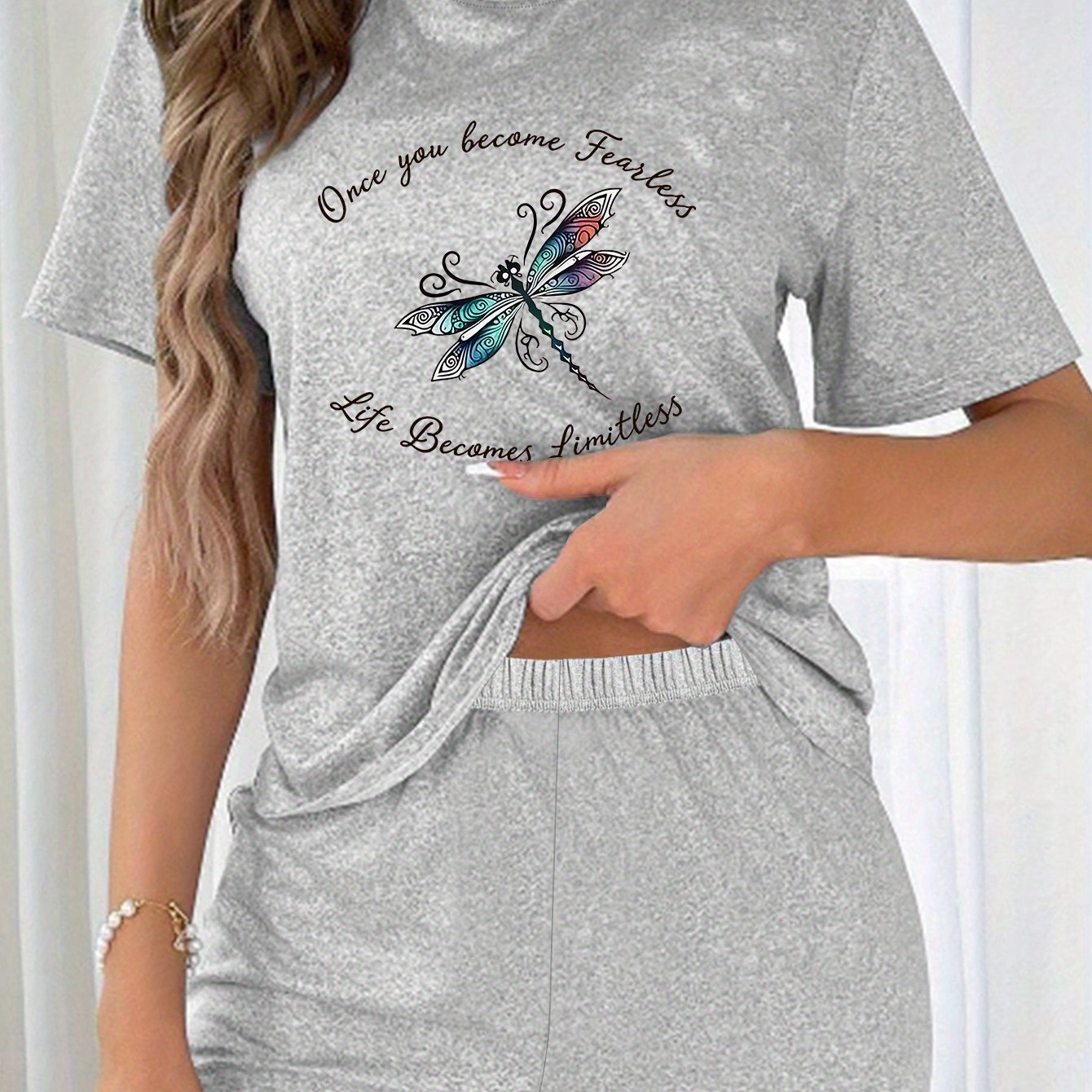 Once You Become Fearless Life Becomes Limitless Women's Christian Short Pajama Set claimedbygoddesigns