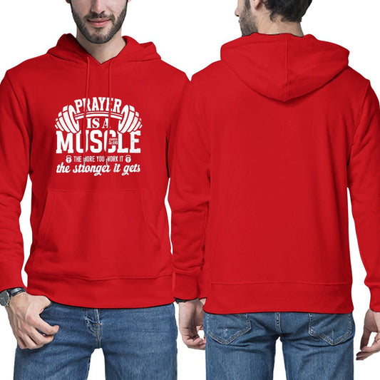 Prayer Is A Muscle Men's Christian Pullover Hooded Sweatshirt