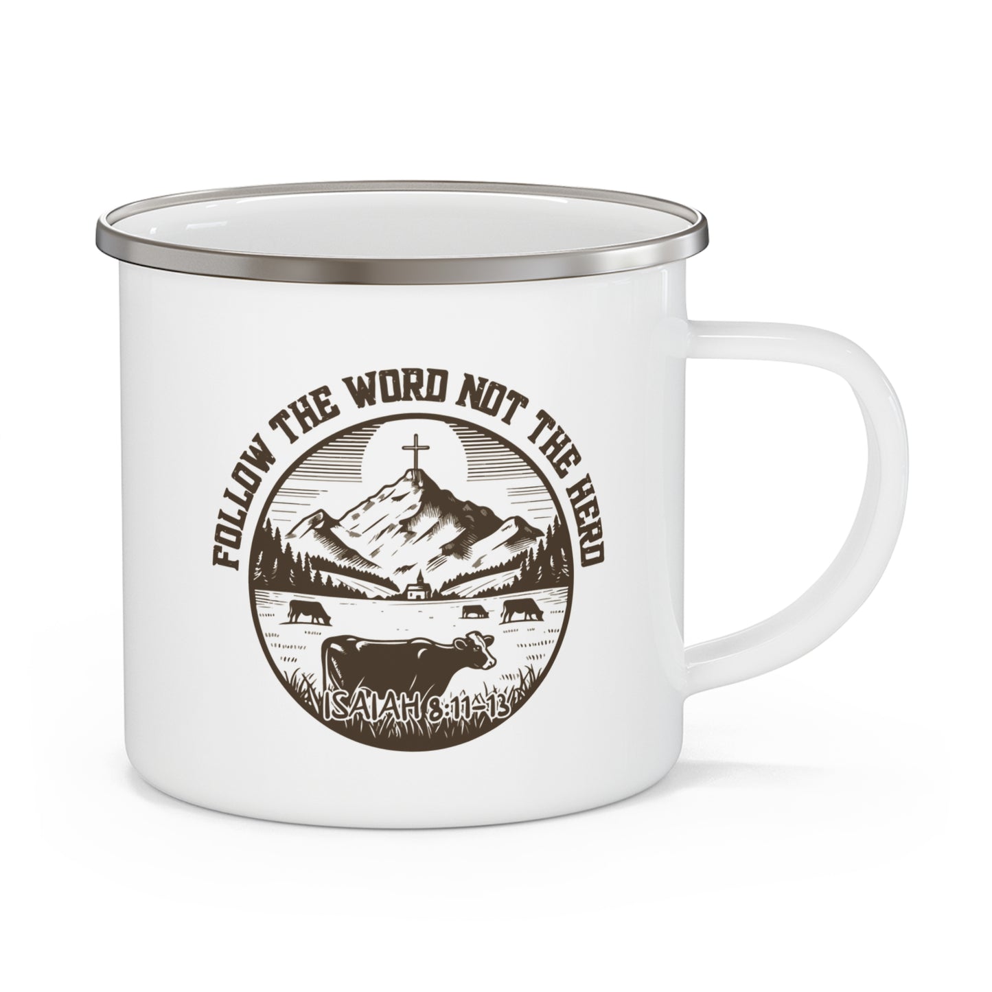 Follow The Word And Not The Herd Christian Enamel Camping Mug 12oz