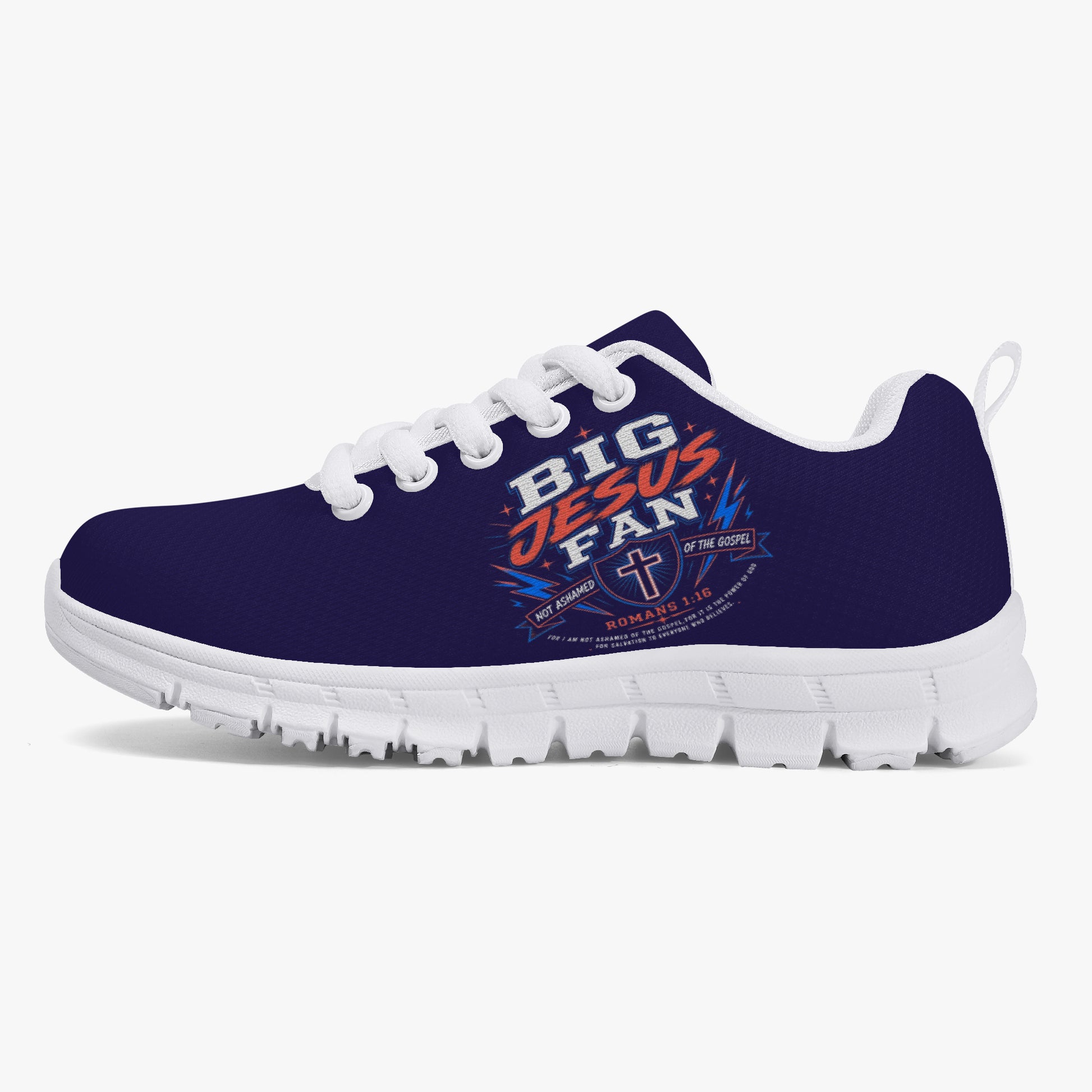 Big Jesus Fan 2.0 Christian Kids' Lightweight Mesh Sneakers - ClaimedbyGodDesigns
