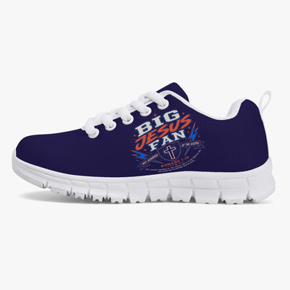 Big Jesus Fan 2.0 Christian Kids' Lightweight Mesh Sneakers - ClaimedbyGodDesigns