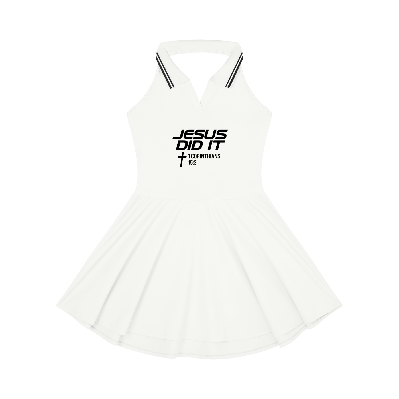 Jesus Did It Women's Christian Collared Halter A-Line Tennis Dress