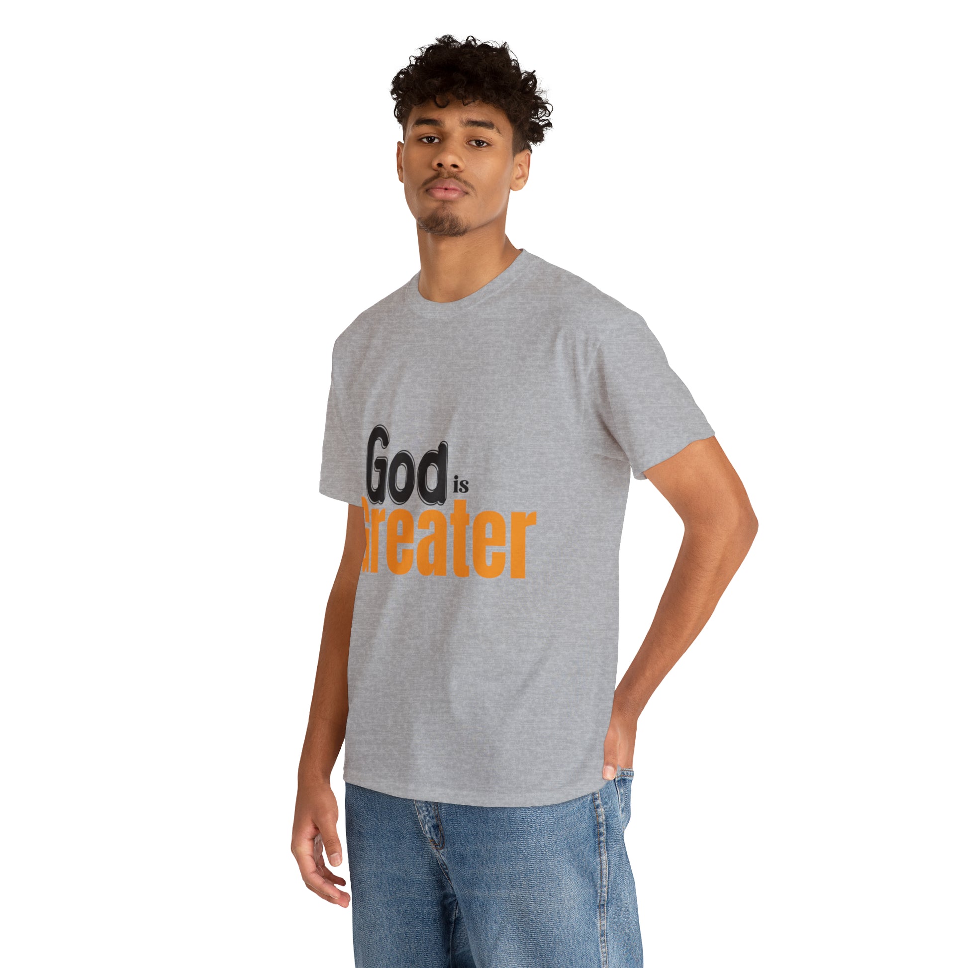 God Is Greater Unisex Heavy Cotton Tee Printify