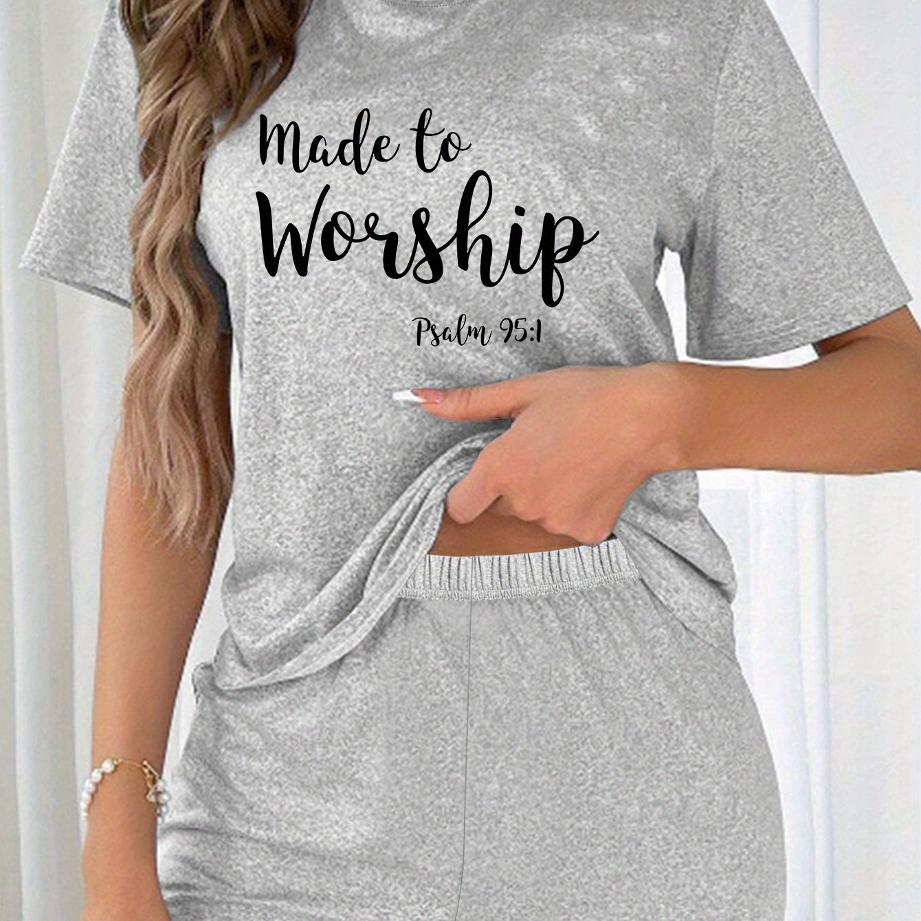 Made To Worship Women's Christian Short Pajama Set claimedbygoddesigns