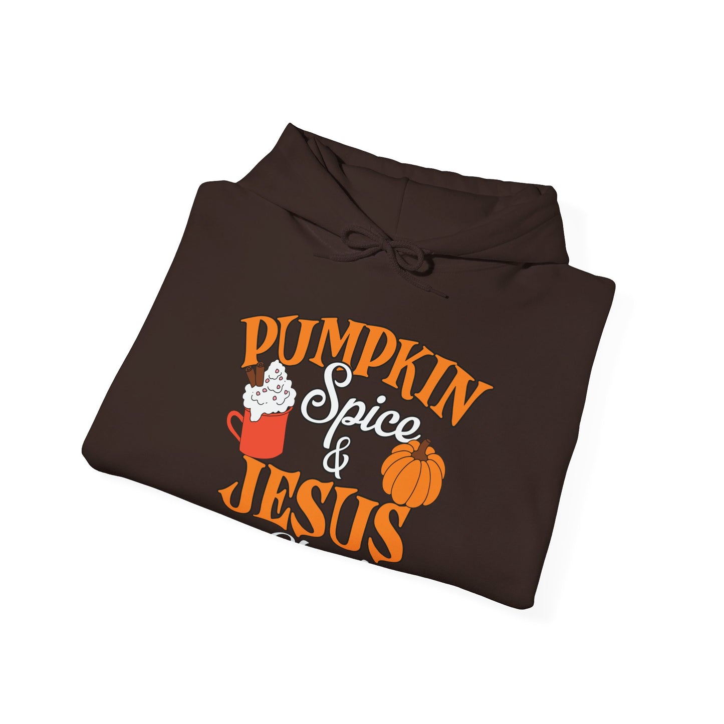 Pumpkin Spice And Jesus Christ Halloween Unisex Christian Pullover Hooded Sweatshirt