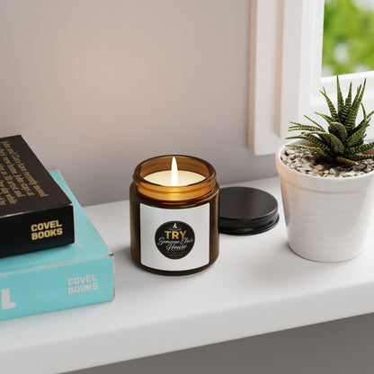 Amber Soy Candle — 'TRY Someone Else's House' Not Today Satan Scented Jar (Multiple Sizes)