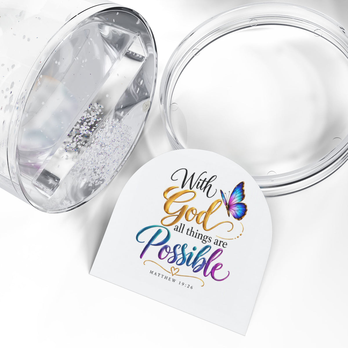 With God All Things Are Possible Christian Snow Globe - Claimed by God Designs
