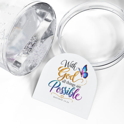 With God All Things Are Possible Christian Snow Globe - Claimed by God Designs
