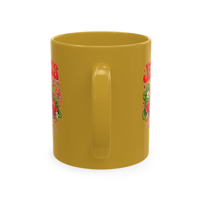 Ceramic Mug — "Jesus Sweetens My Life" Strawberry Faith Coffee Cup